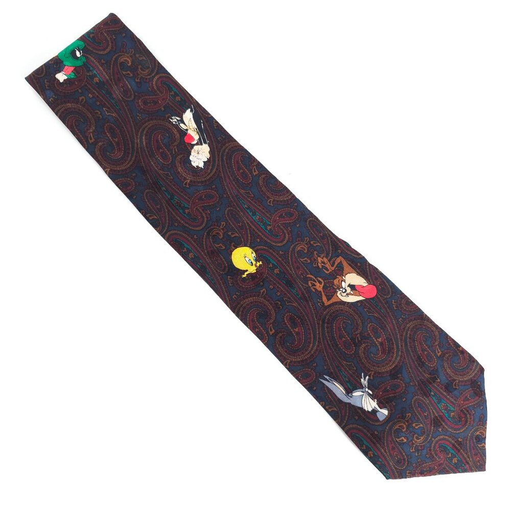 Warner Bros. Looney Tunes Mania Men Necktie Paisley Blue Red Size 60x4 - NWOT